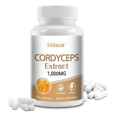 Gélules d'extrait de Cordyceps 1000 mg: Améliore l'endurance et la force, augmente l'énergie par 120 gélules