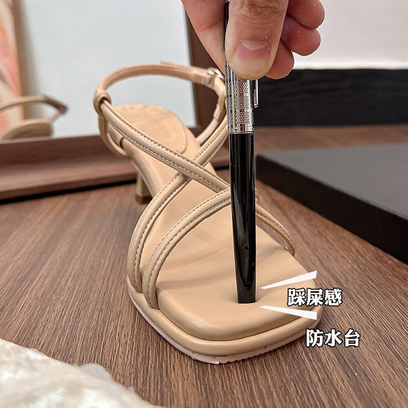 Fashion 2025  Deisgner Narrow Band Sandals Women Soft Bottom Cozy Sandalias Mujer Cross Ankle Strap Kitten Heel Sandalias De Tacón