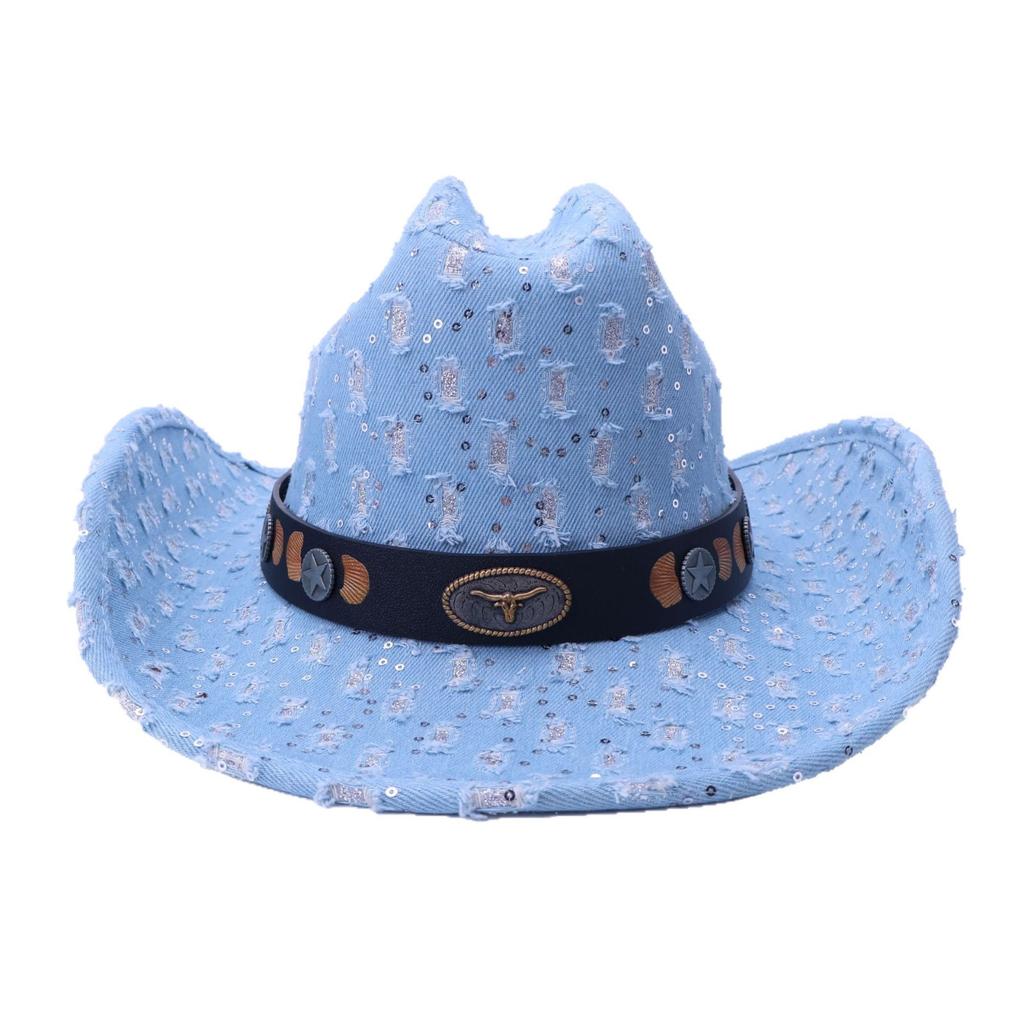 American Retro Old Western Cowboy Hat European and American Bull Head Travel Jazz Hat Men's and Women's Versatile Top Hat