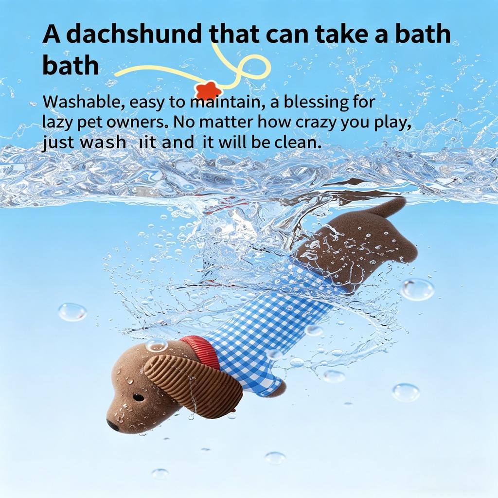 Peluche Cane Bassotto con Squeaker Resistente al Morso Morbido Peluche per Animali Domestici e Bambini Gioco Indoor e Comfort