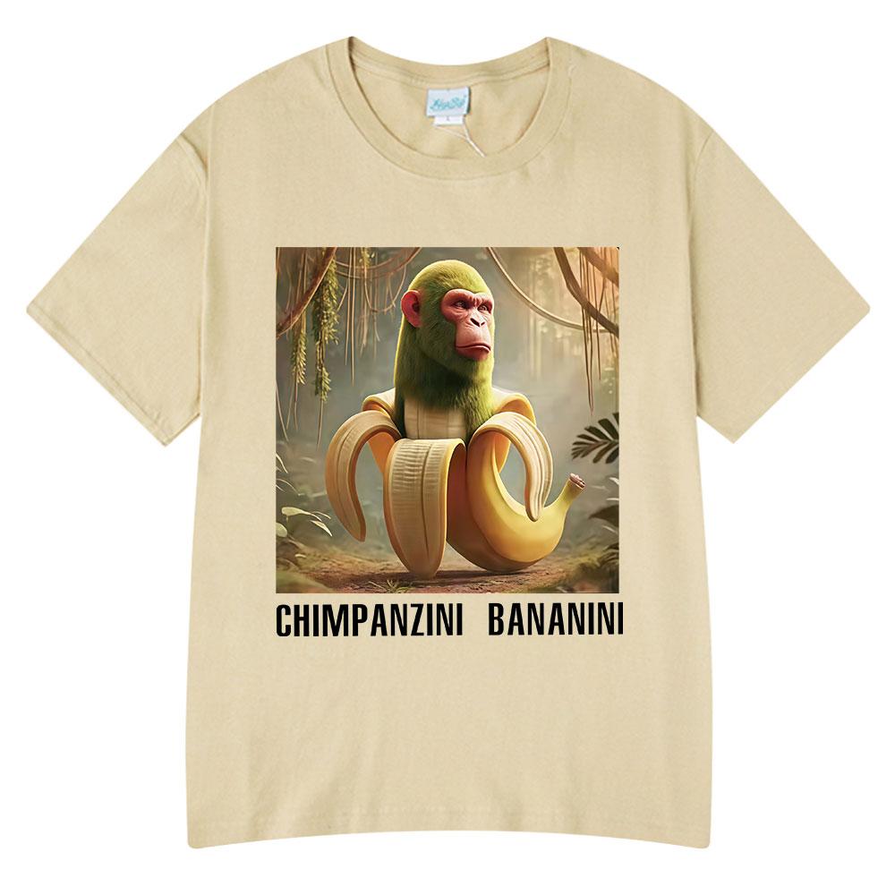 Chimpanzini Bananini Funny Italian Brainrot Meme Tshirt Unisex Women Clothing Fashion T Shirts Summer Cotton ONeck Tshirts Tops