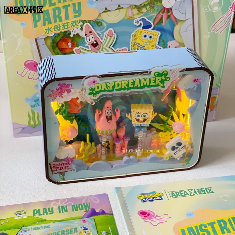 Areax Spongebob Squarepants Building Blocks Pie Star Photo Frame Trendy Toy Children'S Gift Assembly Model Building Blocks