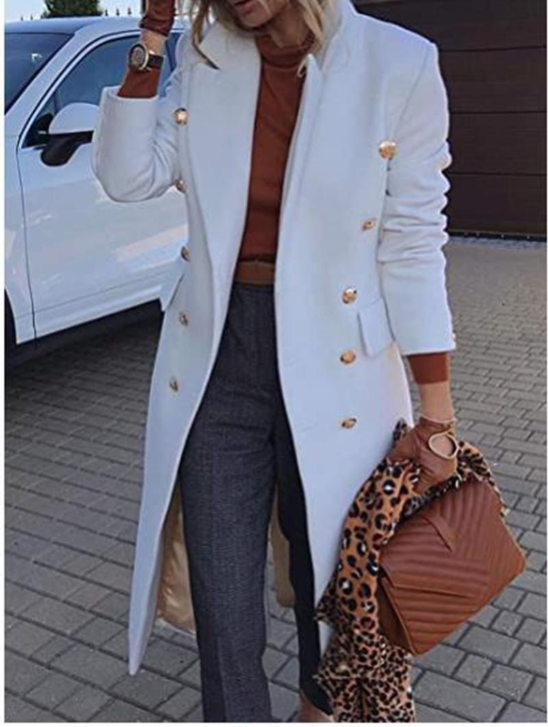 

Женское шерстяное пальто средней длины с длинными рукавами, двубортное, осень/зима 2023 г. XL