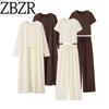 Za Autumn and Winter New Arrivals Women's Clothing Zr European and American Style Loose Knit Long Coat Short-Sleeved Top and Pants Set