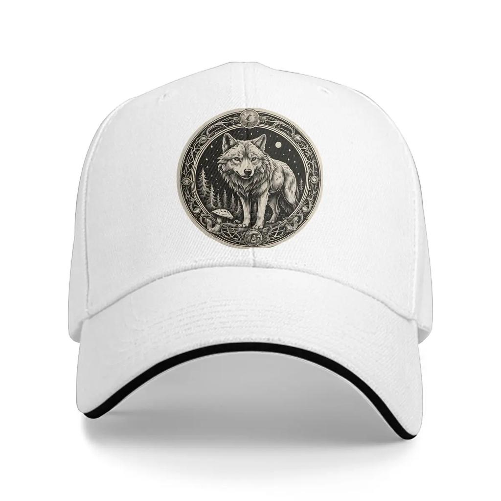 Washed Men's Baseball Cap Mushroom Forest Wolf Trucker Snapback Caps All Seasons Travel Adjustable Dad Hat