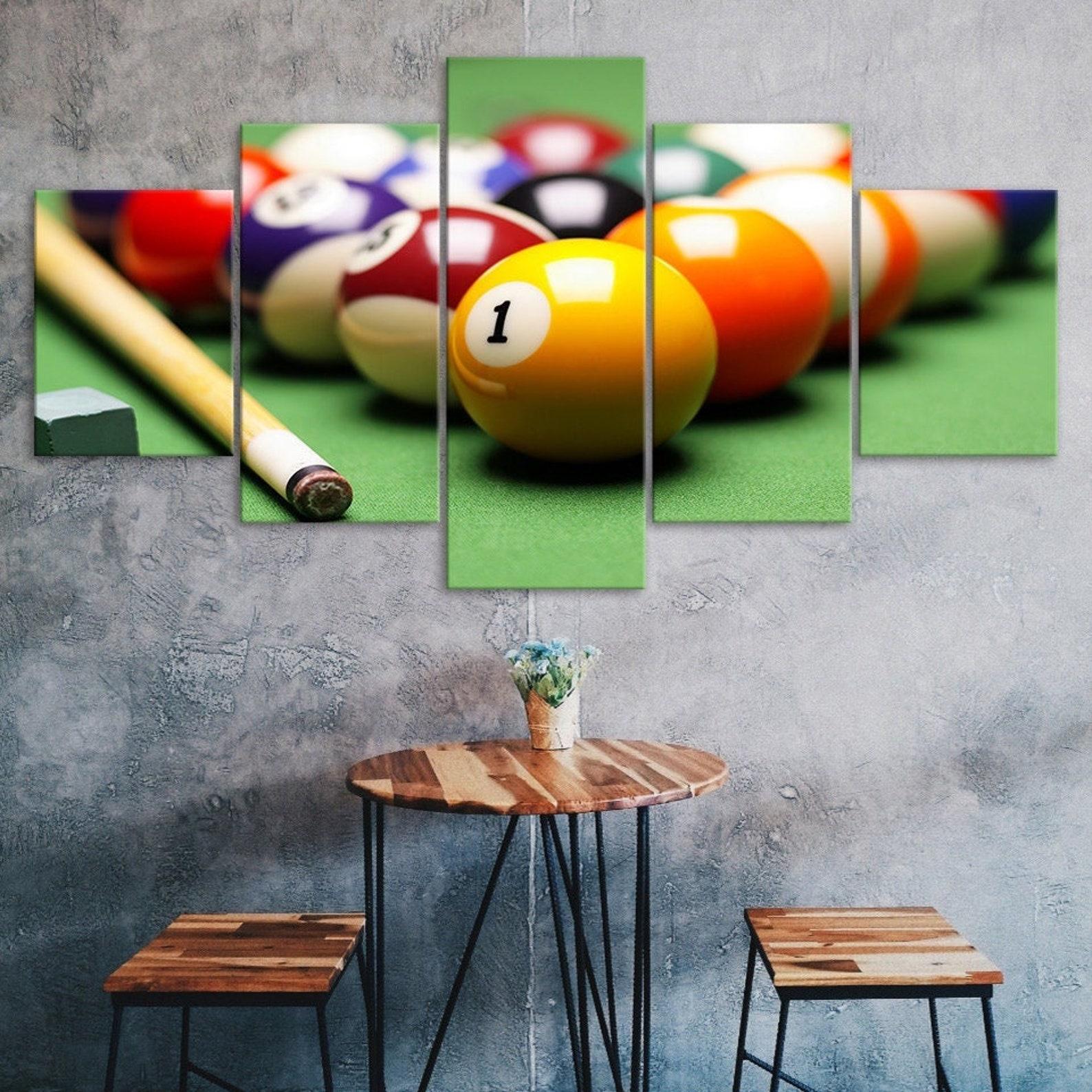 

Billiards Balls Cue Stick Sports Game 5 Piece Five Panel Wall Canvas Print Modern Art Poster Picture Home Decor Gift For Him For Her 20X35 20X45 20X55CM
