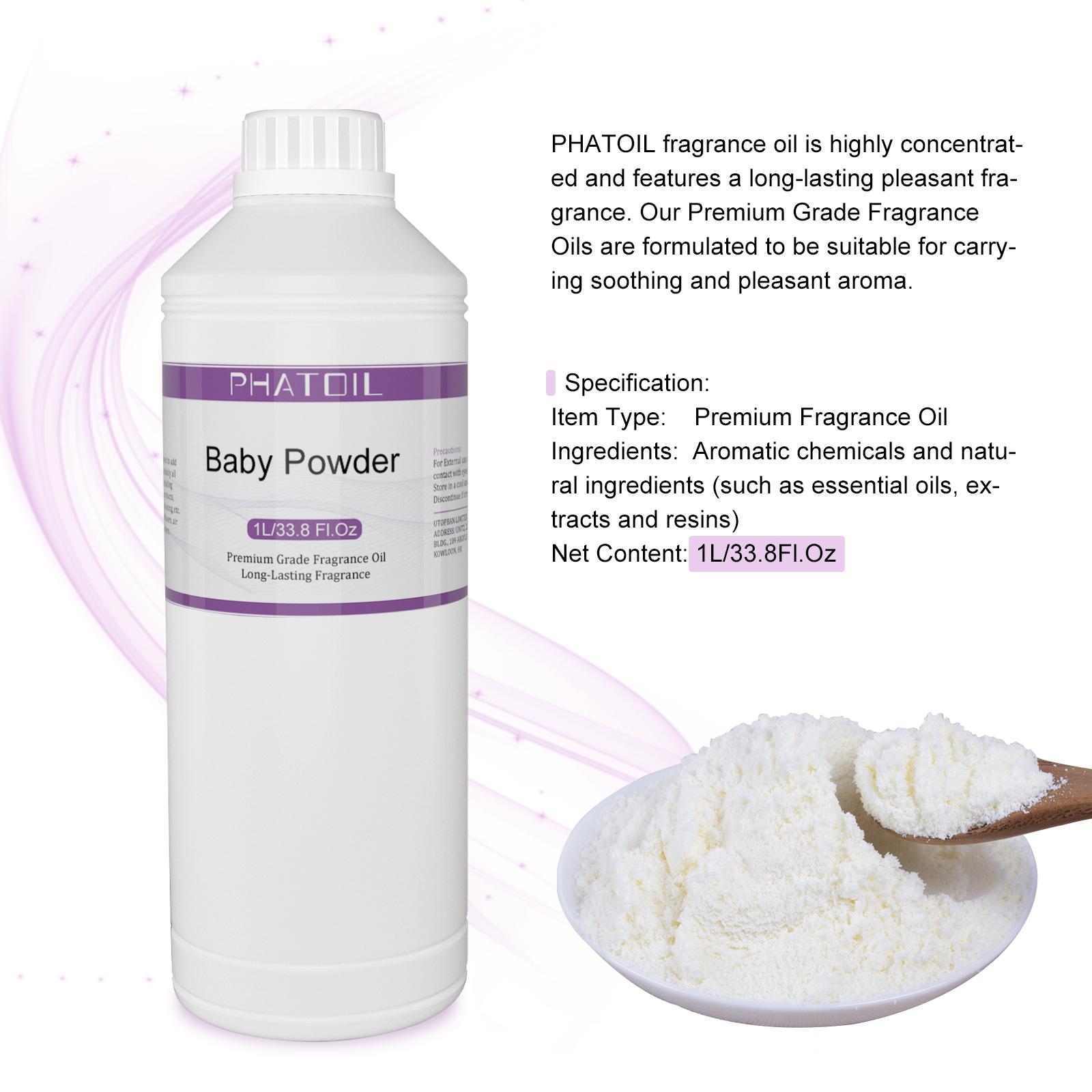 

PHATOIL 1000 мл/33,8 жидких унций Ароматические масла для диффузоров, изготовления свечей, парфюмерии своими руками, освежителей воздуха, идеально подходят для домашнего офиса в автомобиле Baby Powder