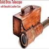 Brass Engraved Telescope - 40.64 Cm with Stamped Leather Case