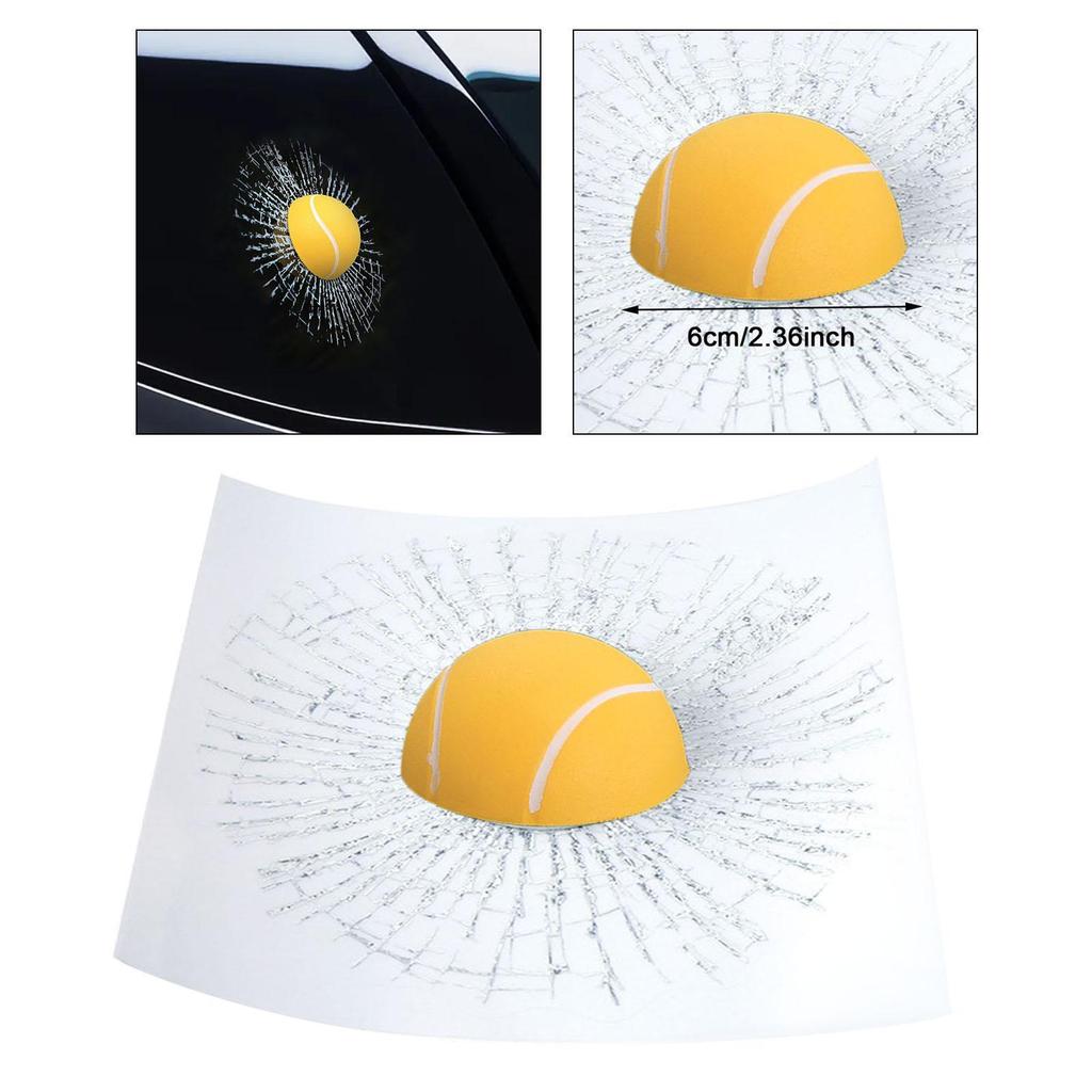 Realistic 3D Ball Hit Car Window Decal Durable PP Glass Sticker Creative Sunproof Waterproof Decor for Car Accessories