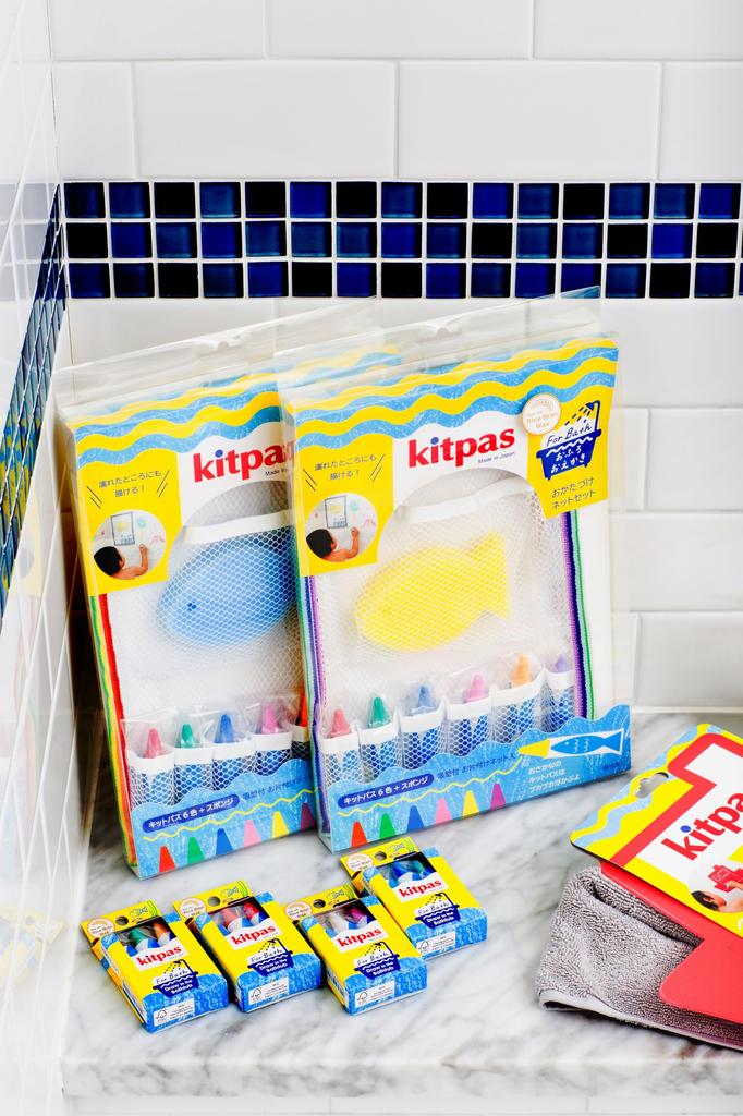 Kitpas Nippon Rikagaku Kitpas Four Bath Storage Net Blue Set, Sponge, FBNS-BU