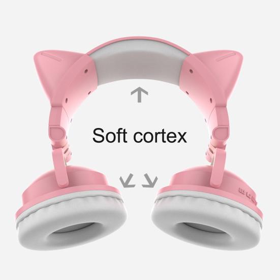 Bluetooth-compatible Headphone Colorful Luminous Cat Ear Shape Stereo Music Wireless Gaming Headset for Mobile Phone