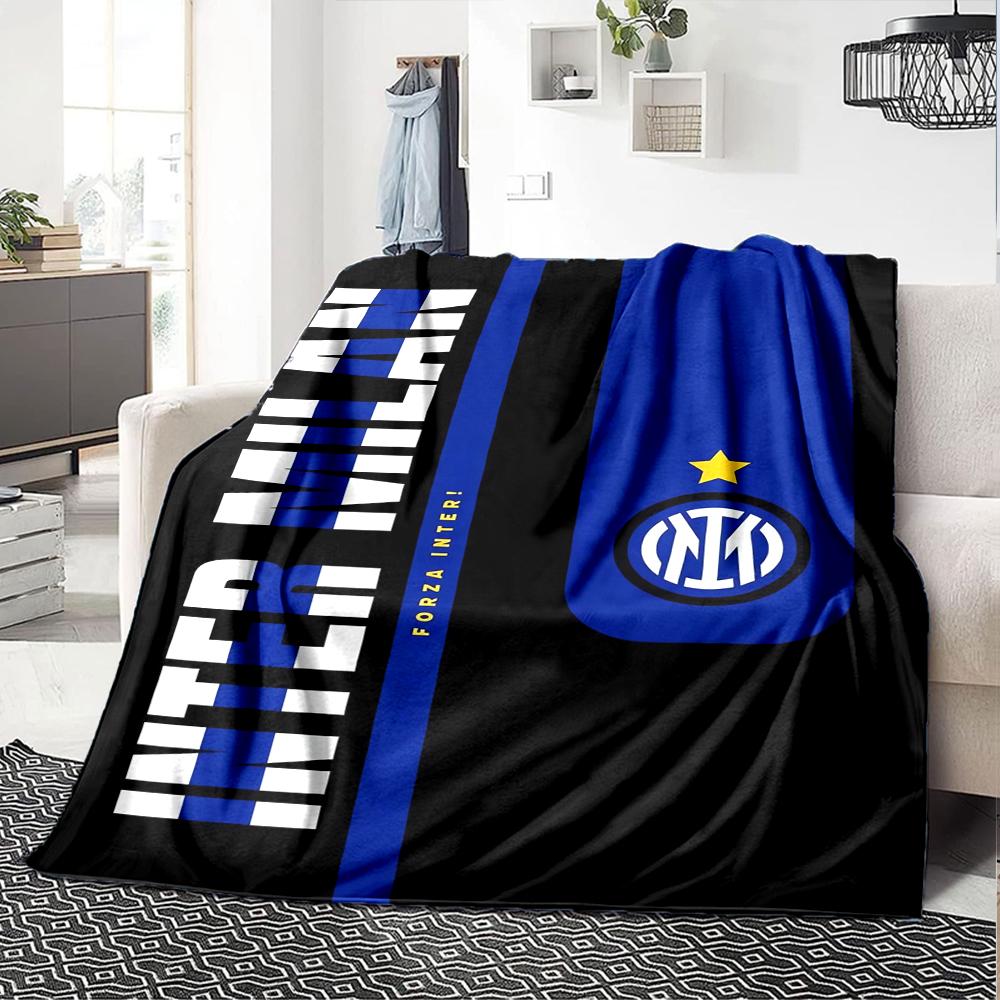 Inter Milan Theme Printed Blanket - Perfect for Couch, Bed, Travel & Outdoor Use | Machine Washable, Cozy & Durable.