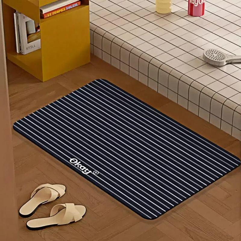 Diatom mud toilet door foot pad wooden striped bathroom absorbent floor mat toilet non-slip mat