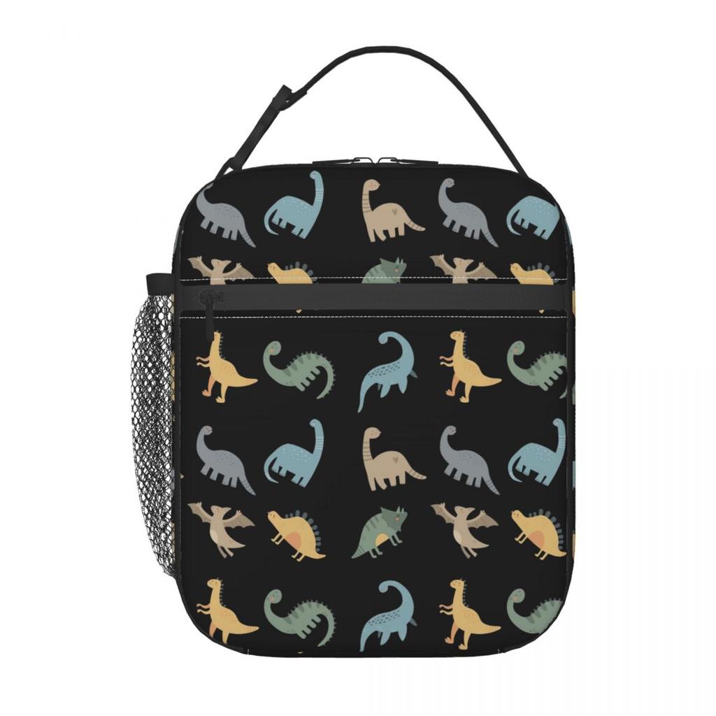 Cartoon Light Color Dinosaur Pattern Insulated Lunch Bag for Women Kids Portable Food Boxes Thermal Lunch Box Tote