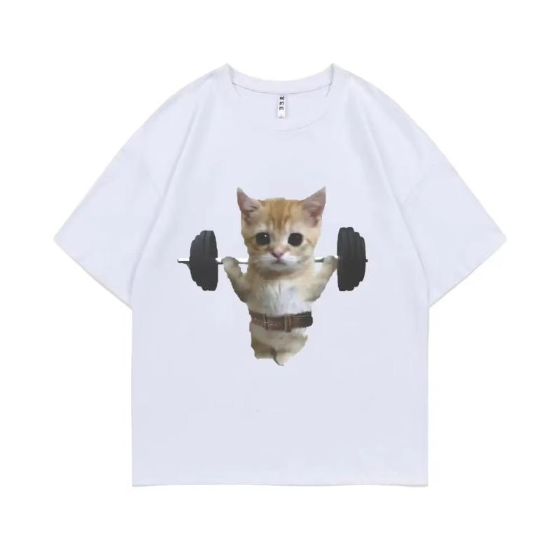 Summer Funny Gym Sam Sulek Cat Graphic Print T-shirts Men Women Cute Fitness Pump Cover Tshirt Woman Meme T Shirt Short Sleeve