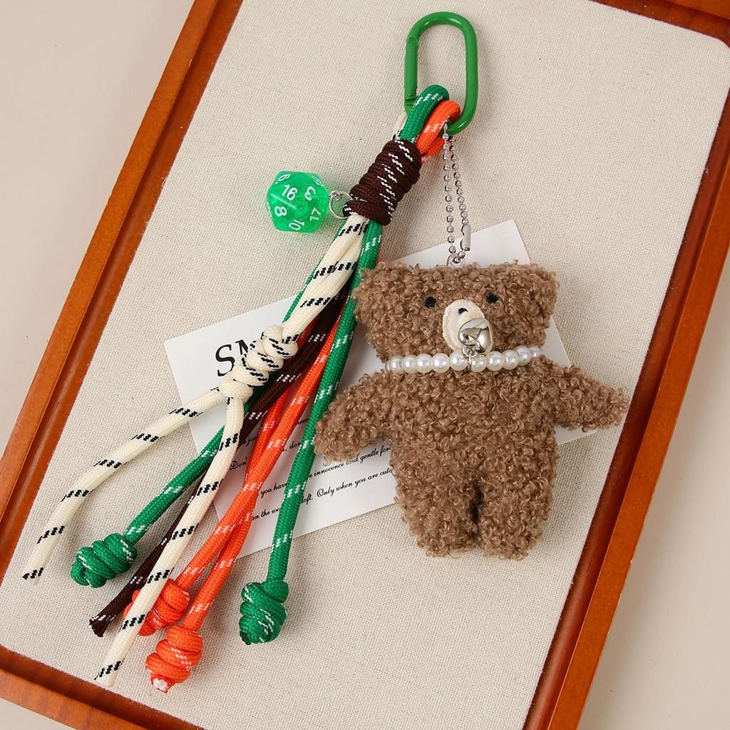Cute Teddy Bear Plush Bag Charm With Handcrafted Knit Rope For Kids And Teens