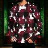 Men's Long Sleeve Hooded Sun Shirt with Christmas Print