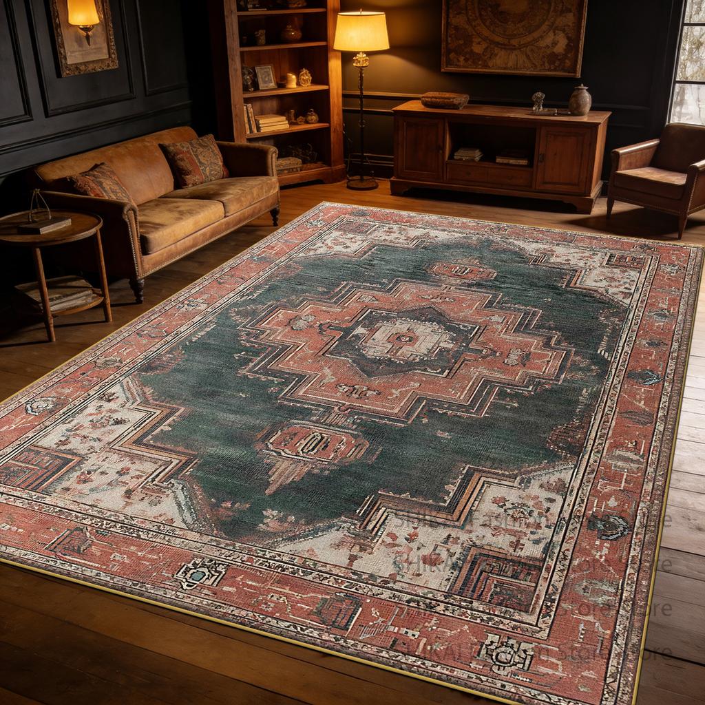Light Brown Vintage Persian Large Living Room Carpet Decoration Home Easy Clean Soft Rug Easy Cleaning Fluffy Coffee Tables Mats