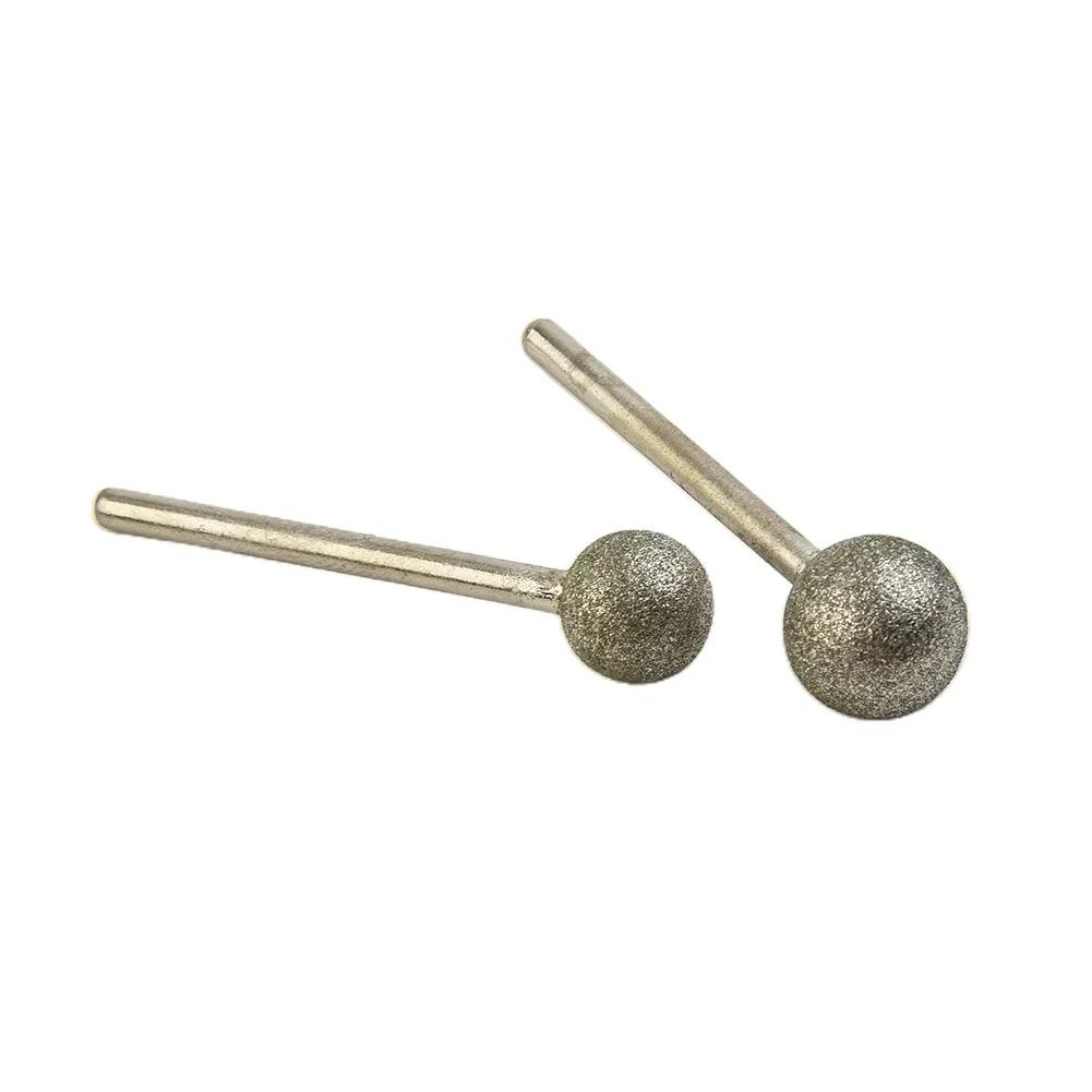 6 PCS Round Spherical Head Grinding Bit Coated Mounted Point Ball 4-12mm Burs Coarse Stone Drilling Metal Abrasive Tool