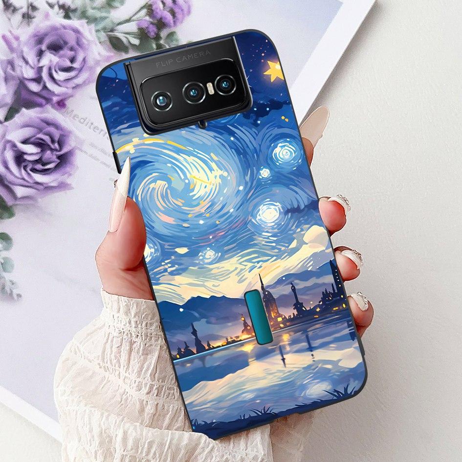 For Asus Zenfone 7 ZS670KS Case I002D Popular Flower Soft Black Silicone Phone Cover For Zenfone 7 Pro ZS671KS Funda I002DD Capa