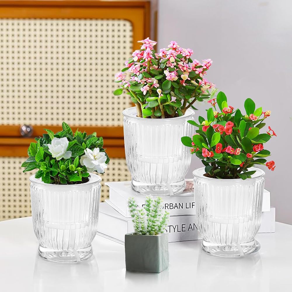 Phyxiul Automatic Water Supply Set of for Bottom Water Supply Flower with Water Supply for Outdoor and Indoor Potted Flower Gardening Transparent