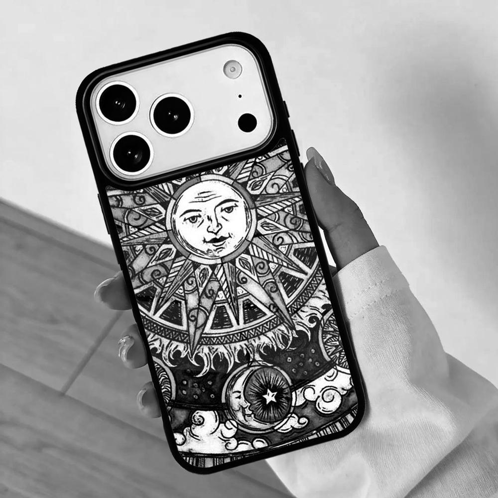 Fashion Sun Moon Face Mobile Phone Case for IPhone 17 AIR 16pro Max 15 14 13 12 11 Bumper Cover iPhone 13 mini