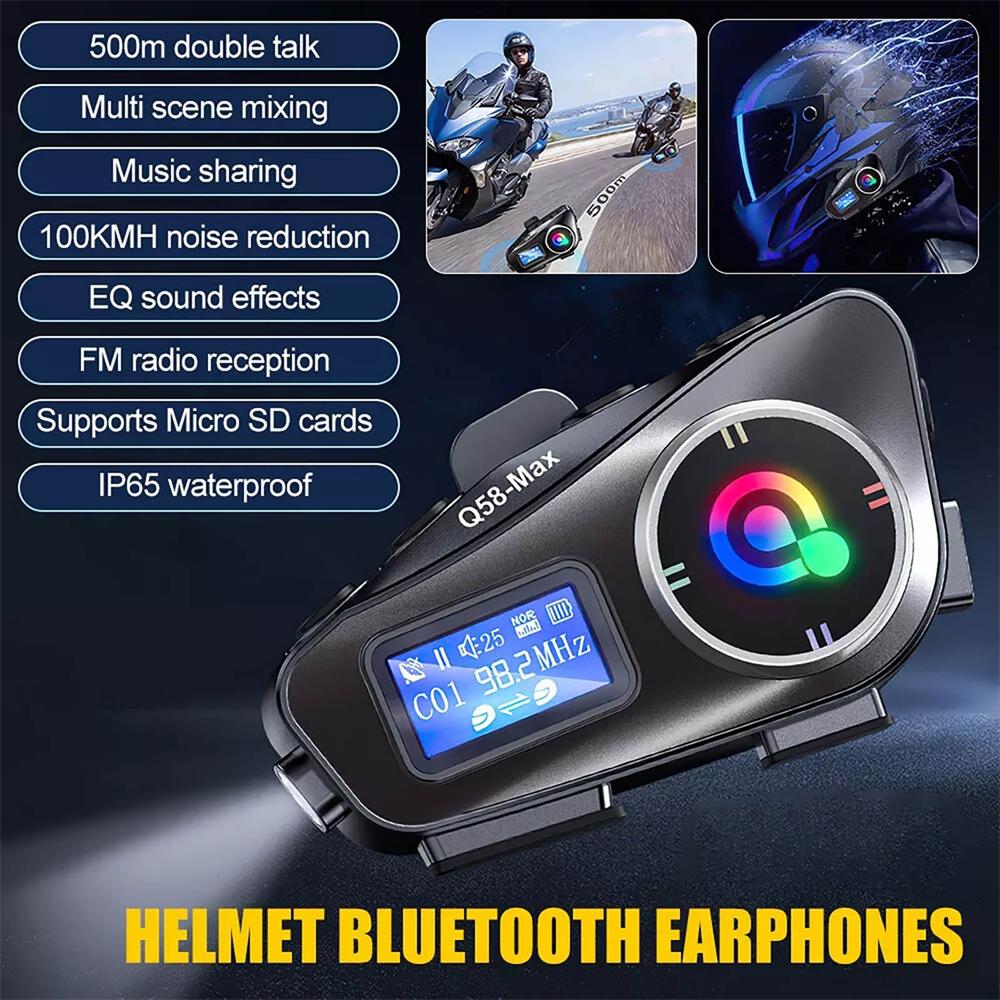 Car Bluetooth Headset Motorcycle Intercom Helmet LCD Waterproof maximum 32G