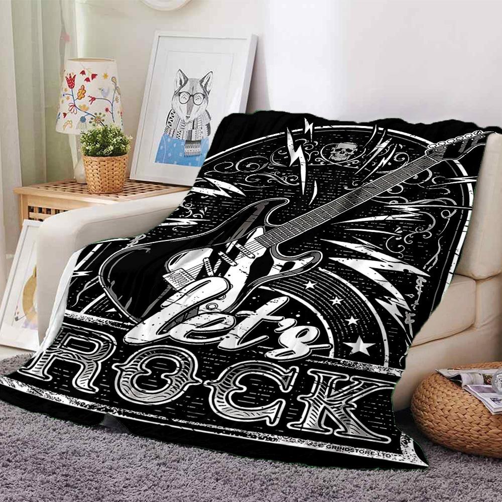 

1pc dragon guitarThemed Blanket - Soft Flannel All-Season Cozy Throw with Bold Graphic Print, or Holiday Gift 155 80cmx120cm(31inx47in)