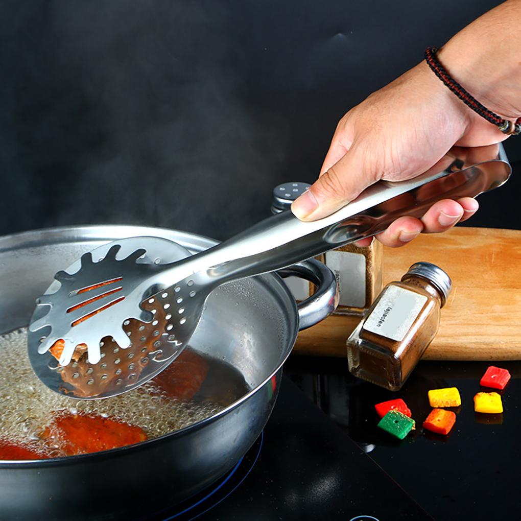 BBQ Thongs Stainless Steel Food Clip Steak Bread Clamp Kitchen Frying Oil Cooking Filter, 2010