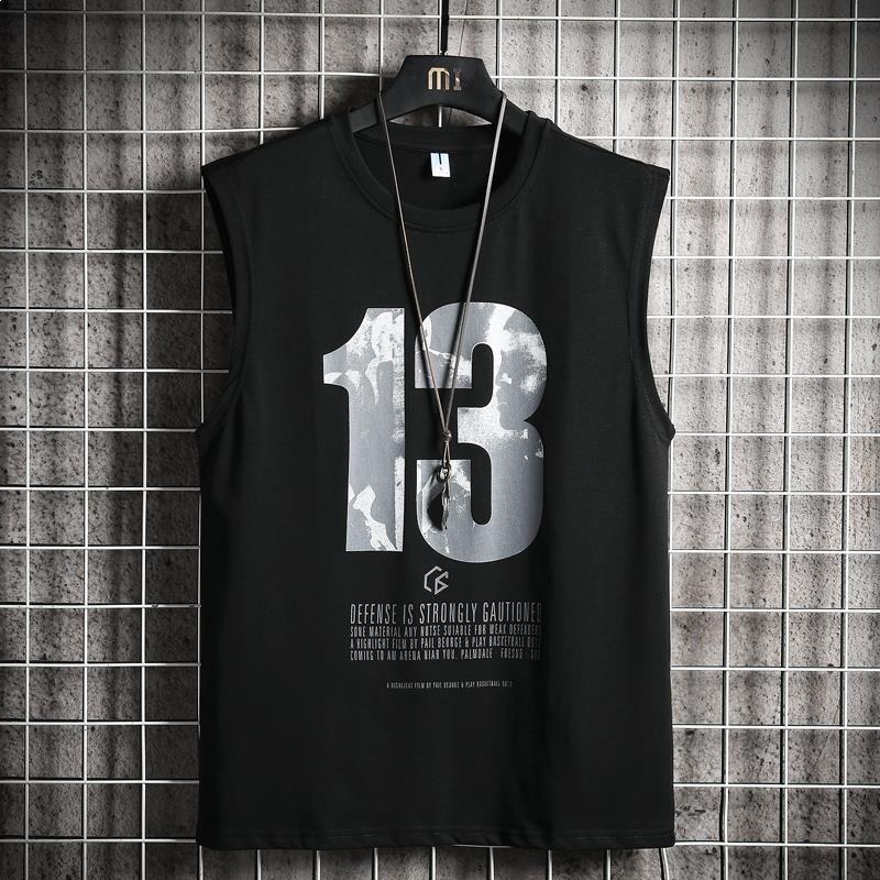 Sommer fritidssportsvest for menn Løs trend Ermeløs T-skjorte Klær Underskjorte Vest Bunnskjorte