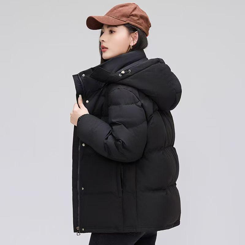 Thickened Down Cotton Jacket with Detachable Hood for Winter Petite