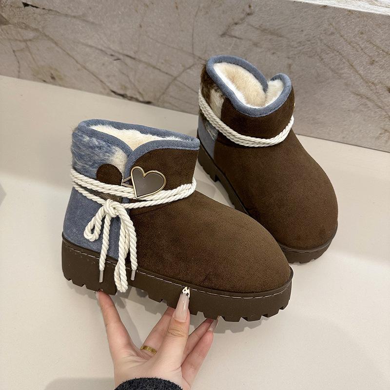 

Women s Fur One Thick Sole Winter Lightweight Warm Snow Boots Non-slip Wearable Casual Sneakers Martin Cotton Boots 40/41 коричневий