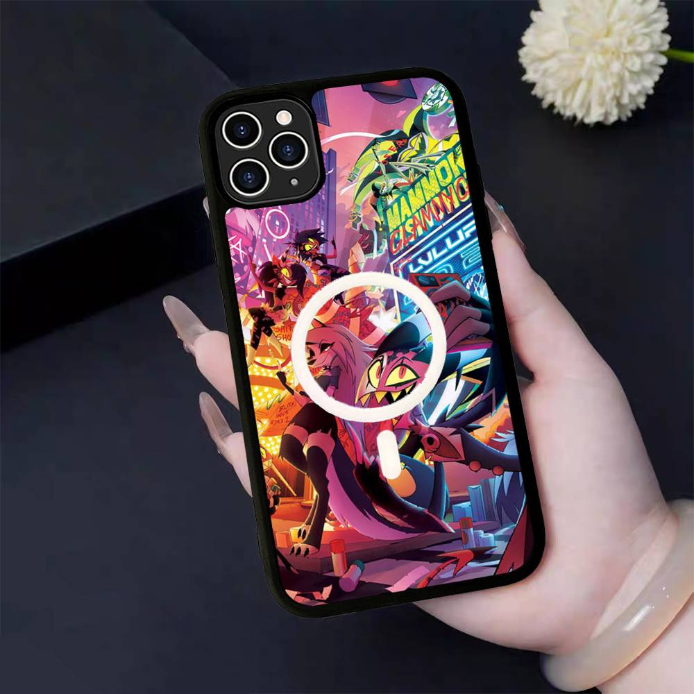 

Hazbin Anime Hotel Magnetic Wireless Phone Case For IPhone 17 16 15 14 13 12 11 Pro Max Plus Mag Phone Cover iPhone 13