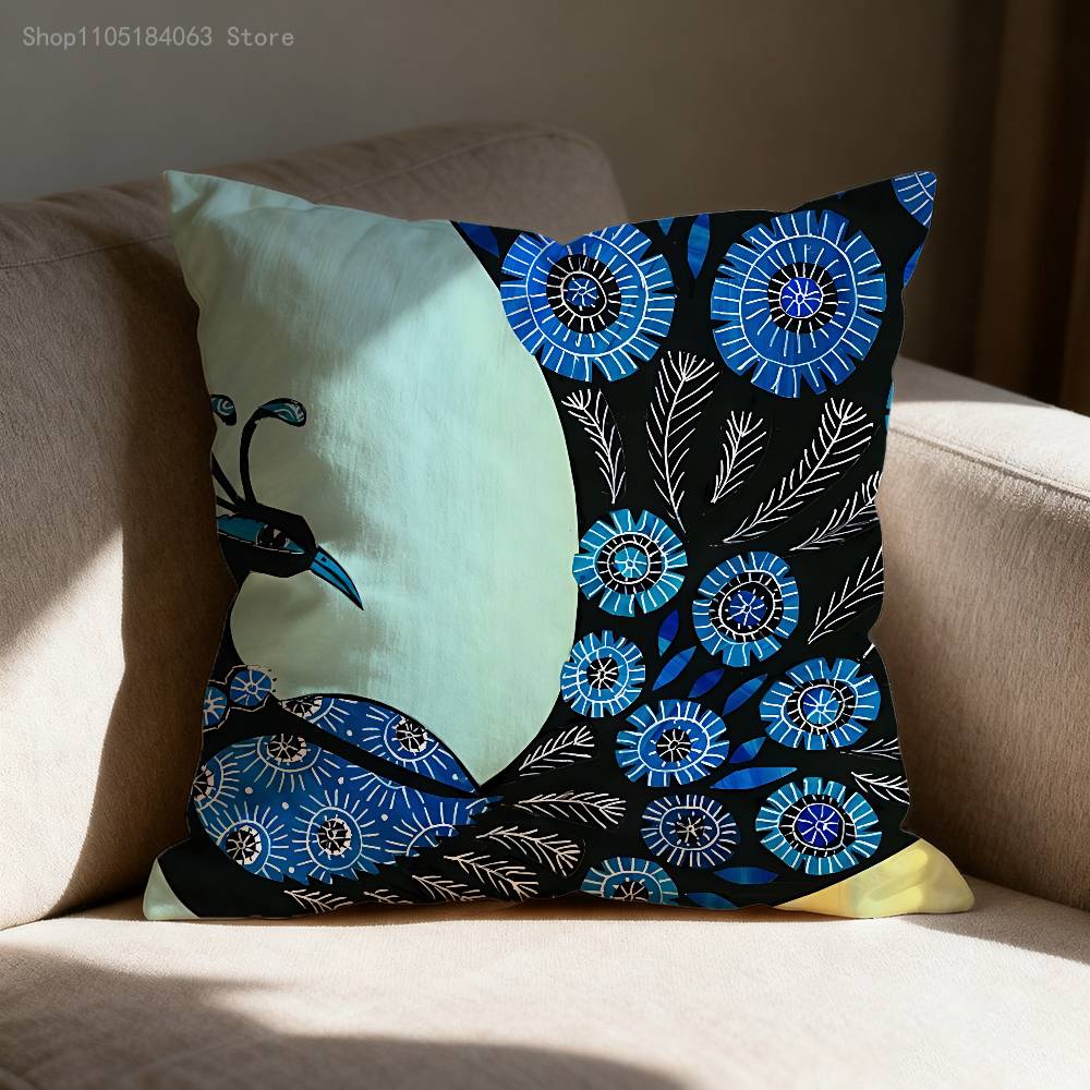 Mandala Peacock Pattern Throw Pillow Case For 30x30cm 40x40cm 45x45cm 50x50cm 55x55cm Square Sofa Pillowcase Shell