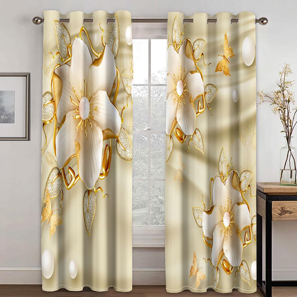 Luxury Diamond Flowers Sunshade Thin Window Curtains For Living Room Bedroom Bathroom Kicthen Door Home Decor On Sale 2Pieces