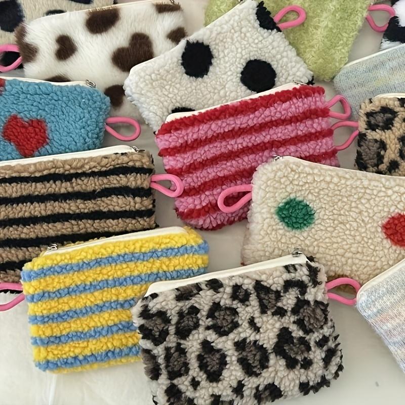 Fashion Plush Love Mouth Red Envelope Cosmetic Bag, Key Coin Wallet with ID Holder, Mixed Color, Hand Washable - Small Makeup Pouch for Students