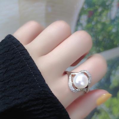 Natural Freshwater Big Pearl Rings for Women Luxury Wedding Ring,Suitable Gifts for Birthdays, Mother's Day and Other Holidays