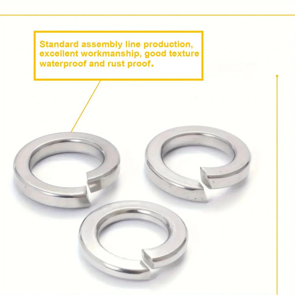 VKKM600Pc Stainless Steel Spring Locking Washer, M2-M12 Hybrid Set, Suitable for Industrial and Agricultural Machinery Equipment
