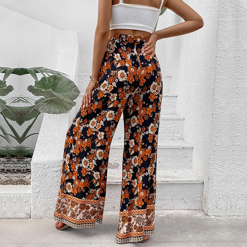 YYFS Women's Vintage Bohemia Casual Floral Print Trousers Pants & Capris