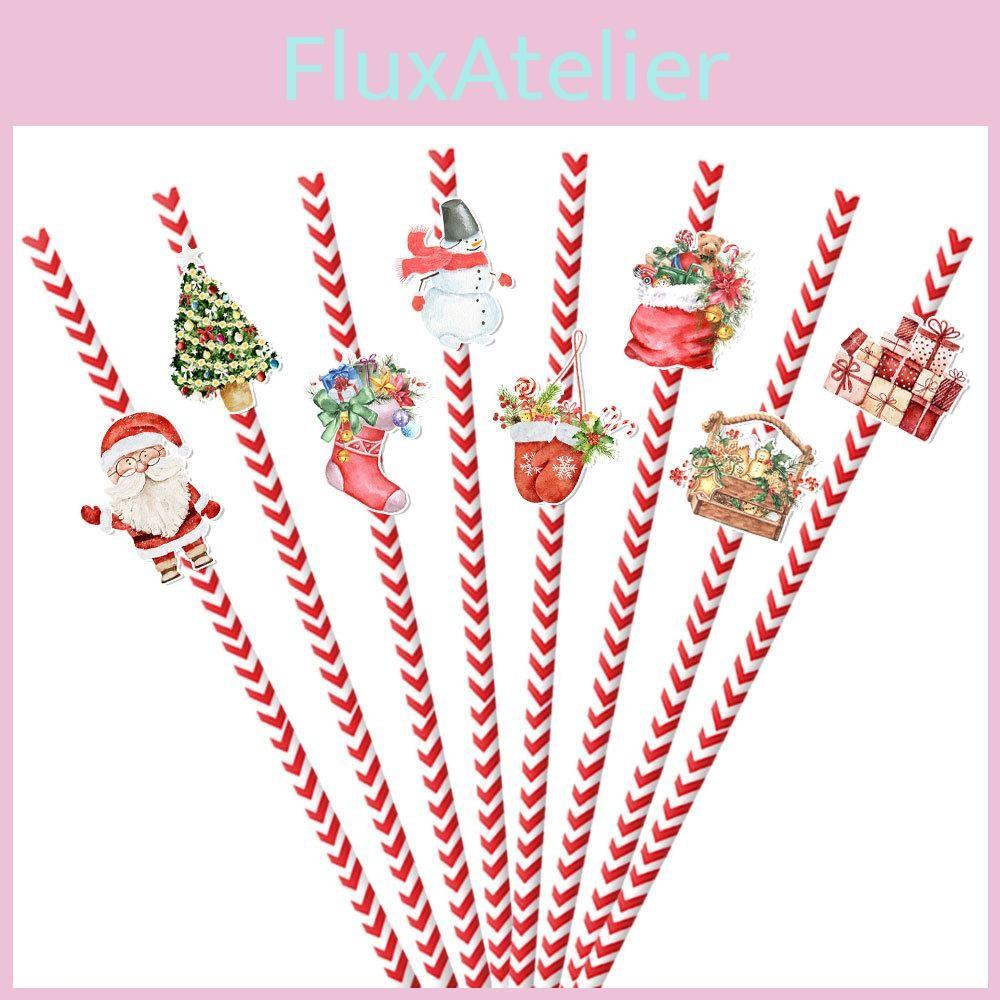 Party Drink Christmas Accessories Snowman Water Cup Straws With Paper Material