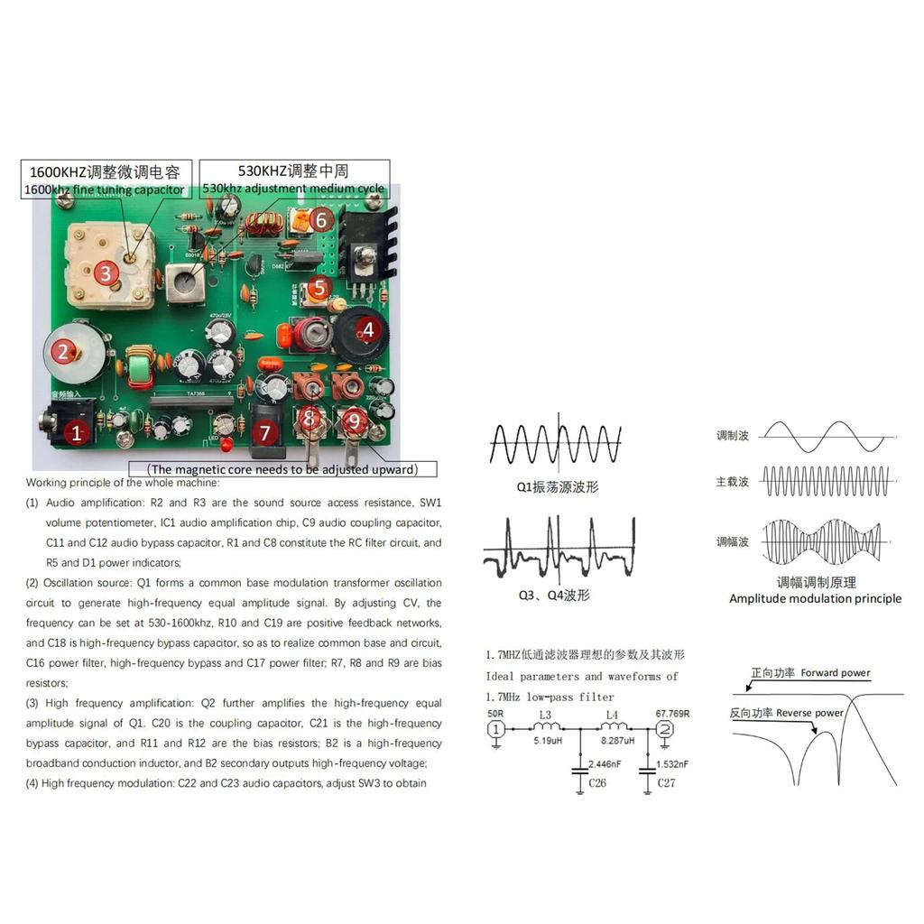 Portable AM Transmitter Kit 2P3 Radio Micropower Medium  Transmitter 530-1600khz