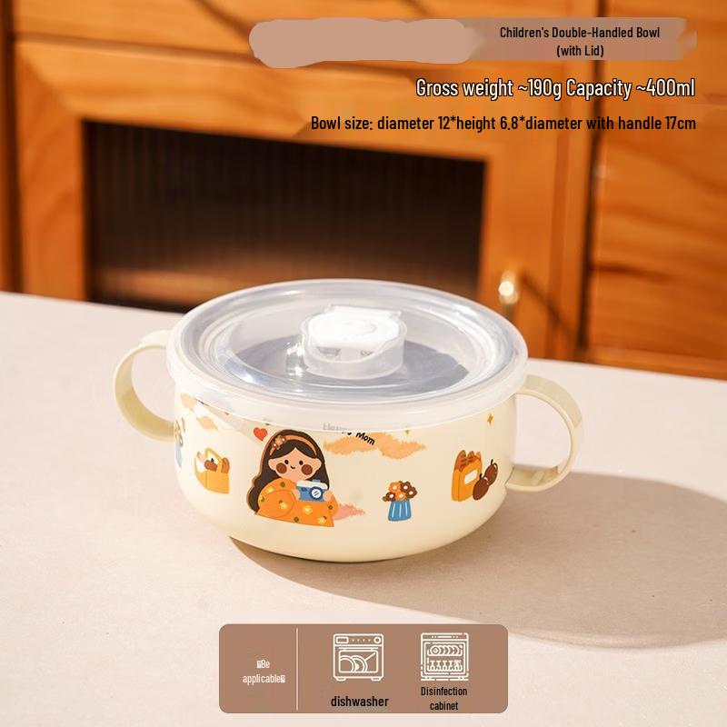 ZISIZ Cartoon 316L Stainless Steel Double-Layer Anti-scald Bowl