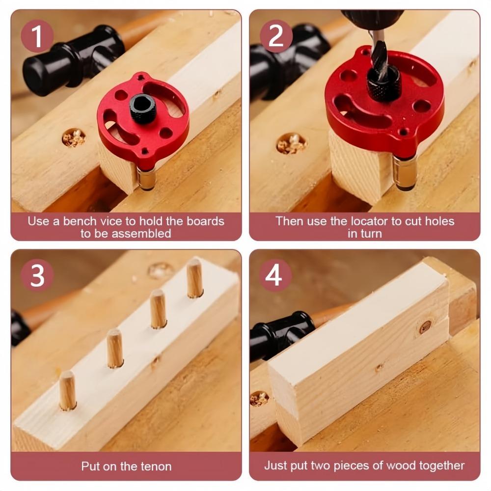 3-10mm Woodworking Self-Centering Dowel Jig Handheld Drill Guide Locator Straight Holes Wood Panel Hole Puncher Locator Tool