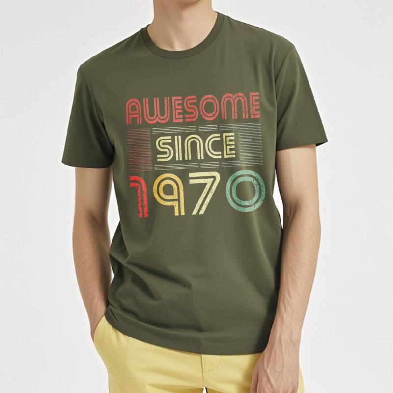 men brand tshirt Oversized summer Unisex tshirt Awesome Since 1970 Retro Design Short Sleeve Comfortable Crew Neck Teeshirt