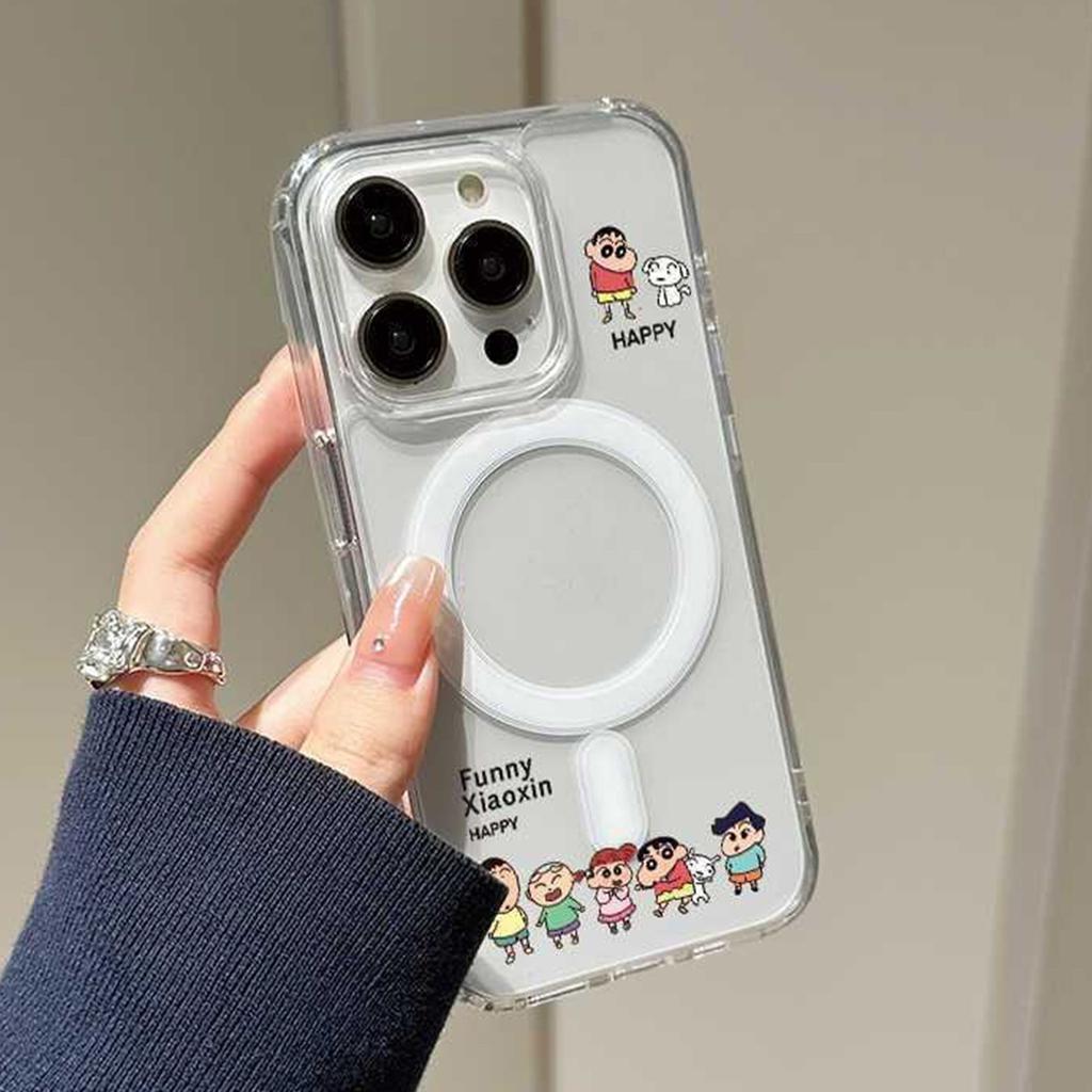 For Cartoon Magnetic Case for Apple 16 Protective Case No Yellowing Phone Case Magnetic Patch Crayon Shin Chan Cartoon Edition