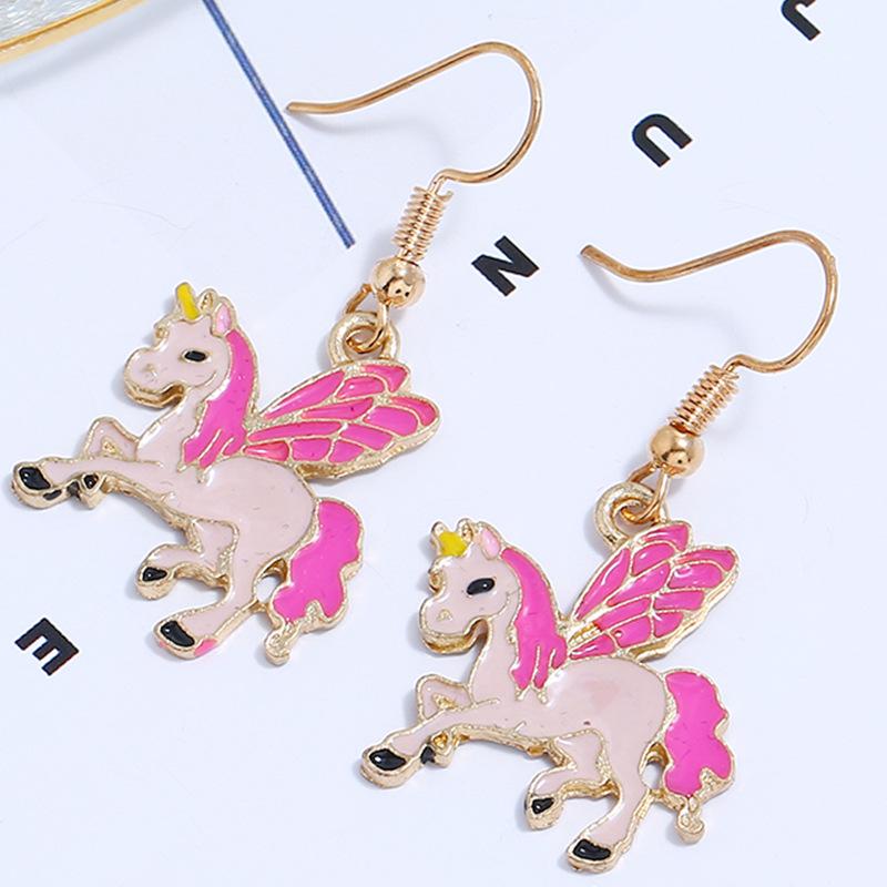 Korean Style Colorful Mermaid Earrings - Cute Drip Oil Animal Design