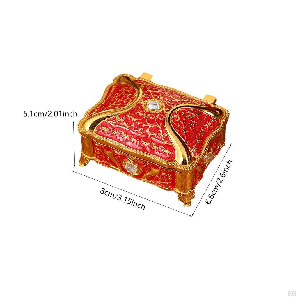 Metal Jewelry Box Case Container Dresser Vintage Style Trinket Storage Organizer Keepsake