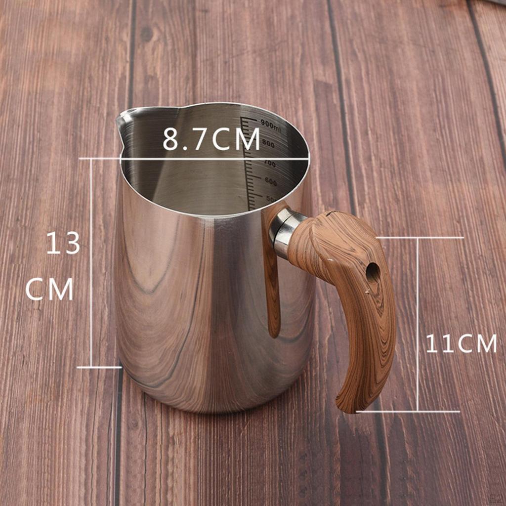 Milk Frothing Mug with Wooden Handle for Coffee Lovers