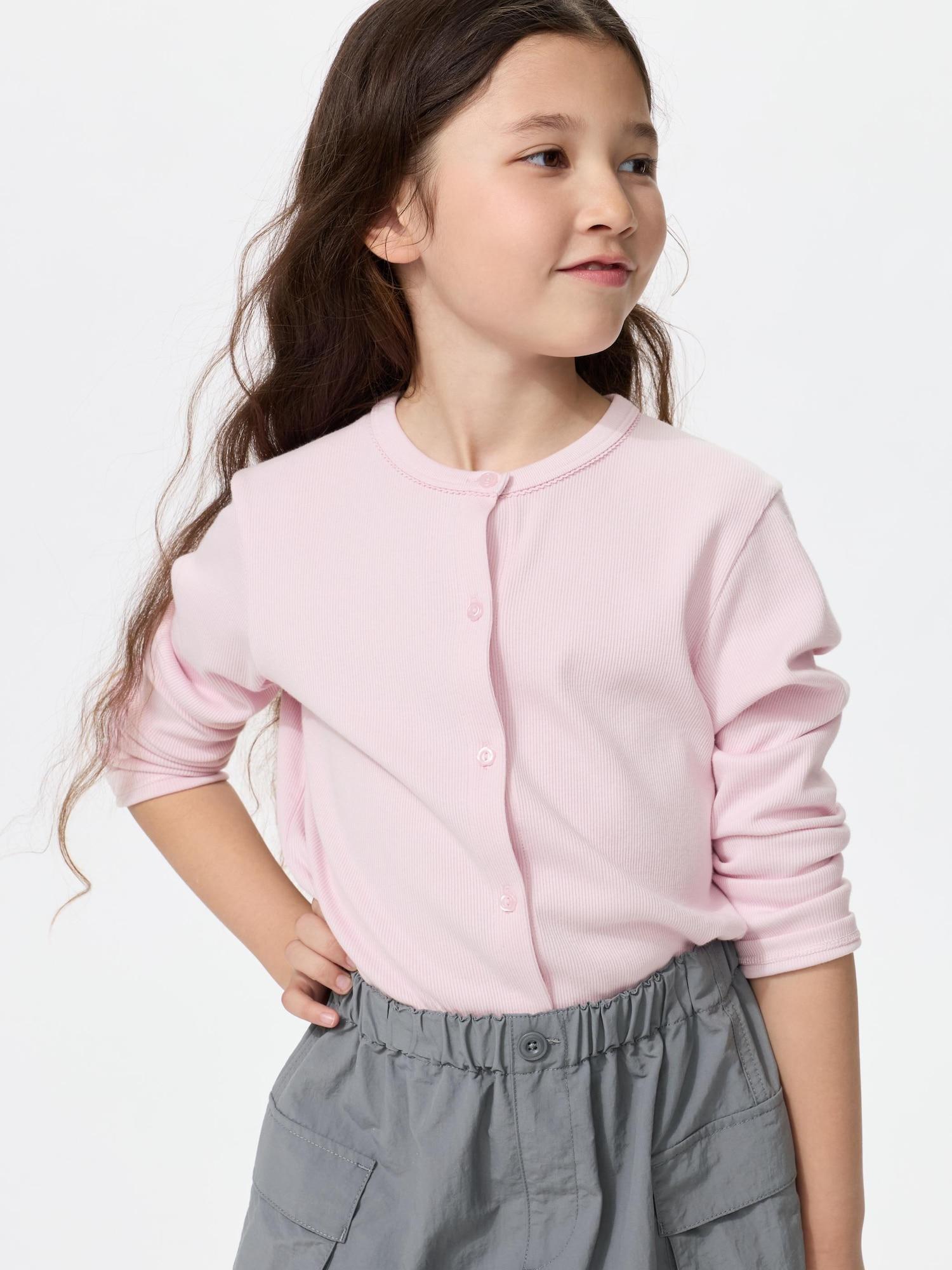 

Uniqlo Япония Девочки Мягкий в рубчик Кардиган 10 PINK/110