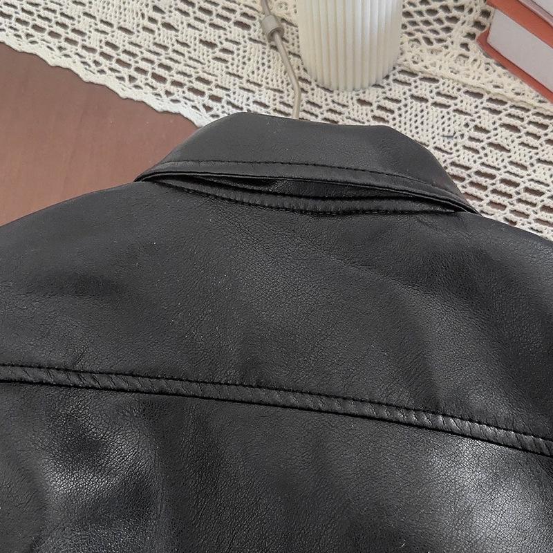 Girls' Leather Jacket with Jacquard Midi Cake Skirt - Spring/Autumn Fashion (AQA086-AQA087)